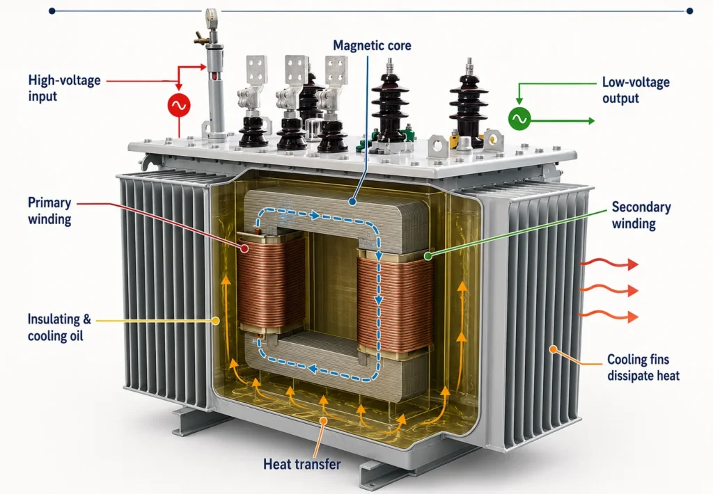 How an Oil Immersed Transformer Works