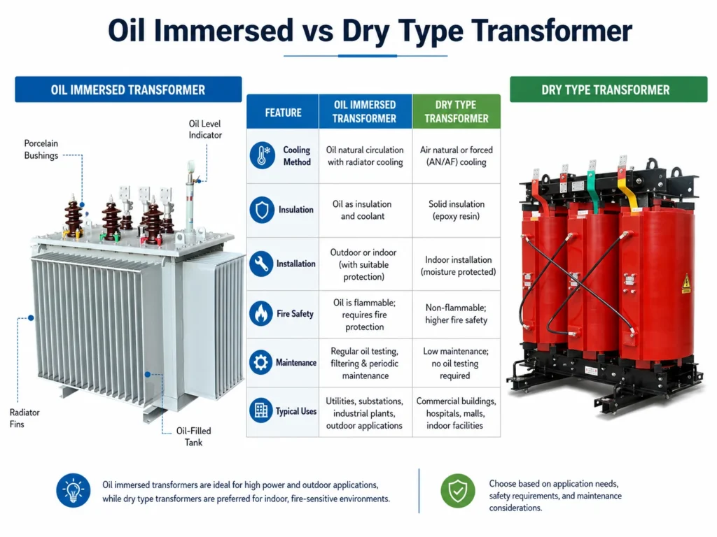 Oil Immersed vs Dry Type Transformer