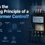 Control transformer stepping high line voltage down to a safe low control voltage inside an industrial control panel